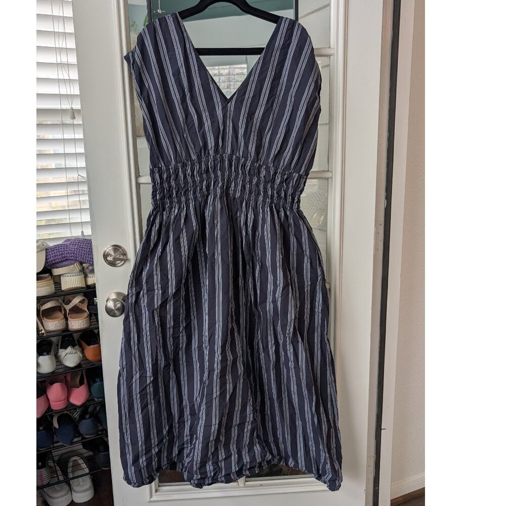 Universal Thread Midi A-Line Dress - Slate Blue Striped - L - Picture 3 of 8